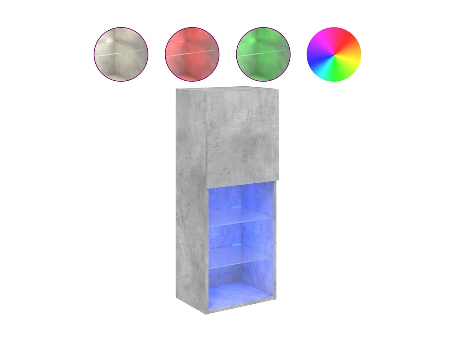 Almar  Meuble TV avec lumières LED gris béton 40,5x30x102 cm