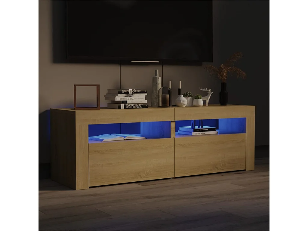 Denril  Meuble TV avec lumières LED chêne sonoma 120x35x40 cm