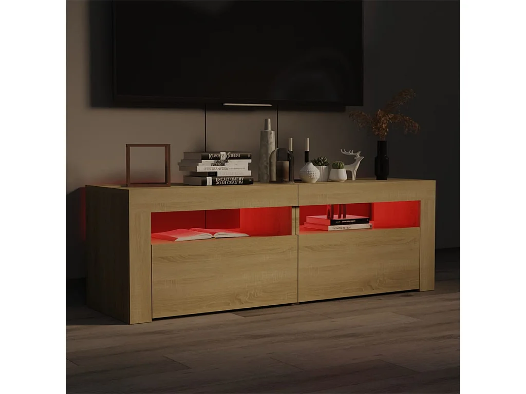 Denril  Meuble TV avec lumières LED chêne sonoma 120x35x40 cm