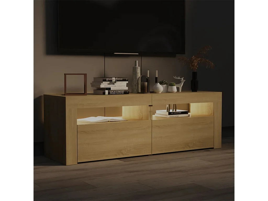 Denril  Meuble TV avec lumières LED chêne sonoma 120x35x40 cm