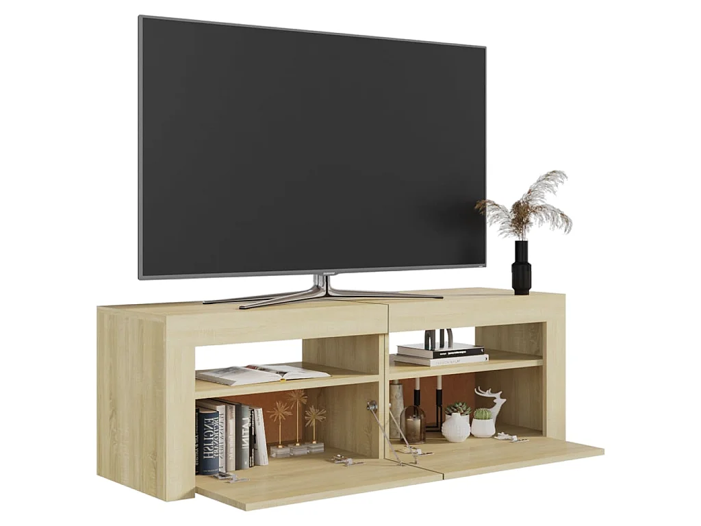 Denril  Meuble TV avec lumières LED chêne sonoma 120x35x40 cm