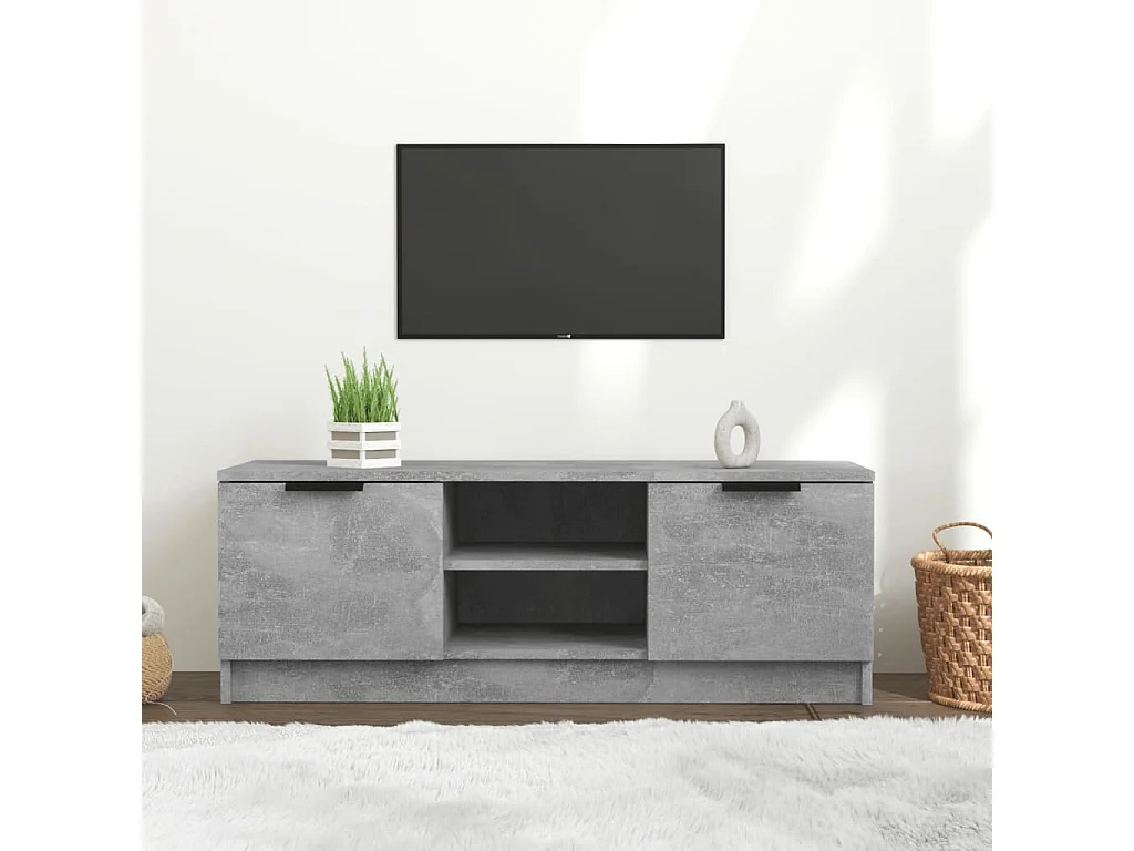 Kaelyn  Meuble TV Gris béton 102x35x36,5 cm Bois d'ingénierie