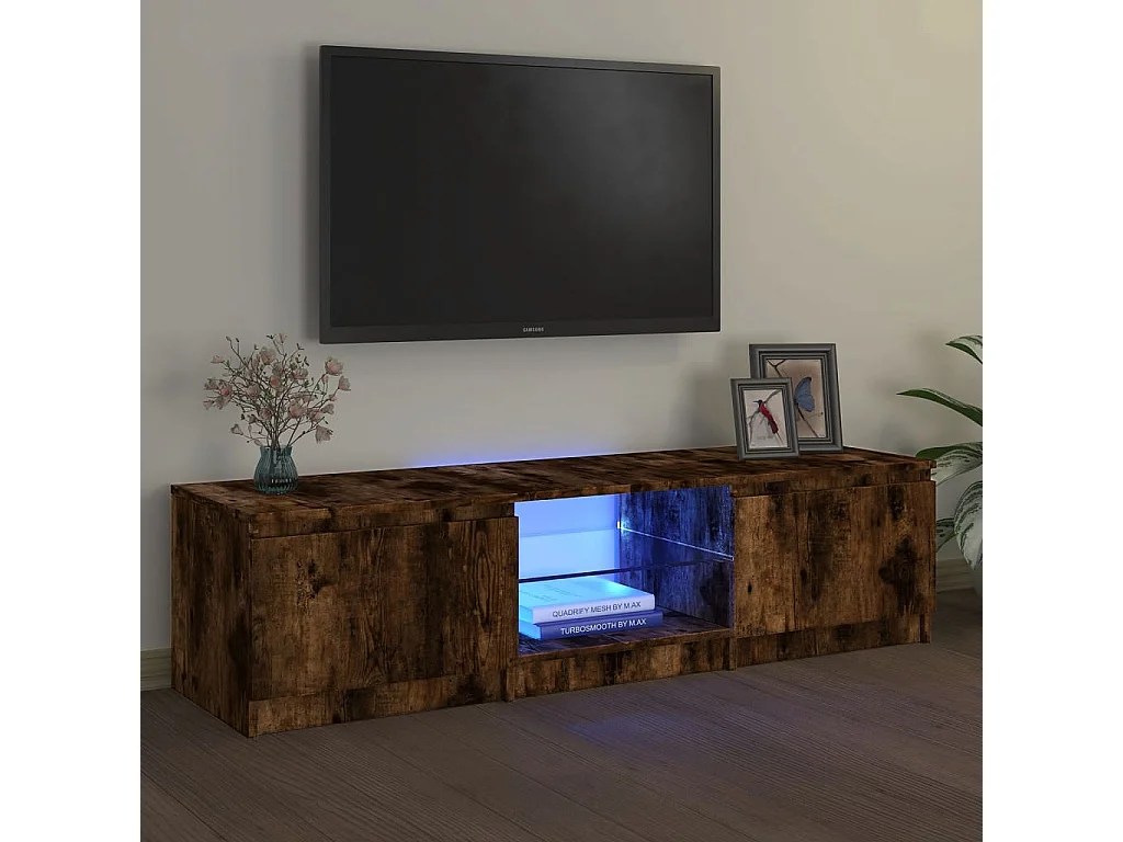 Vasil  Tv-meubel LED-verlichting 140x40x36 cm gerookt eikenkleurig