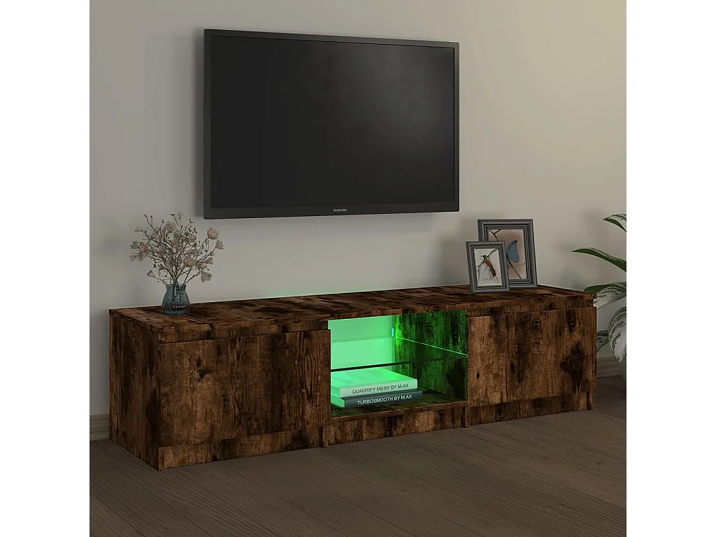 Vasil  Tv-meubel LED-verlichting 140x40x36 cm gerookt eikenkleurig