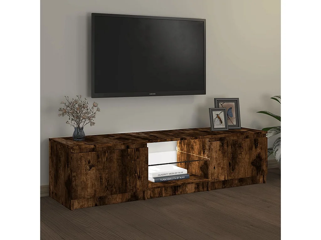 Vasil  Tv-meubel LED-verlichting 140x40x36 cm gerookt eikenkleurig