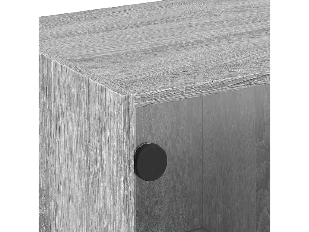 Fyrdir  Tv-meubel met glazen deuren 102x37x42 cm grijs sonoma eiken