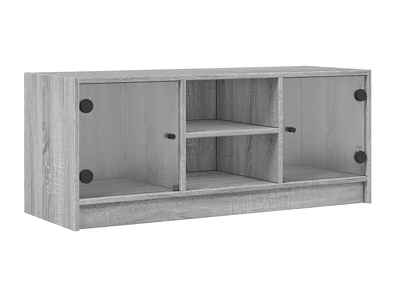 Fyrdir  Mueble de TV con puertas de vidrio gris Sonoma 102x37x42 cm