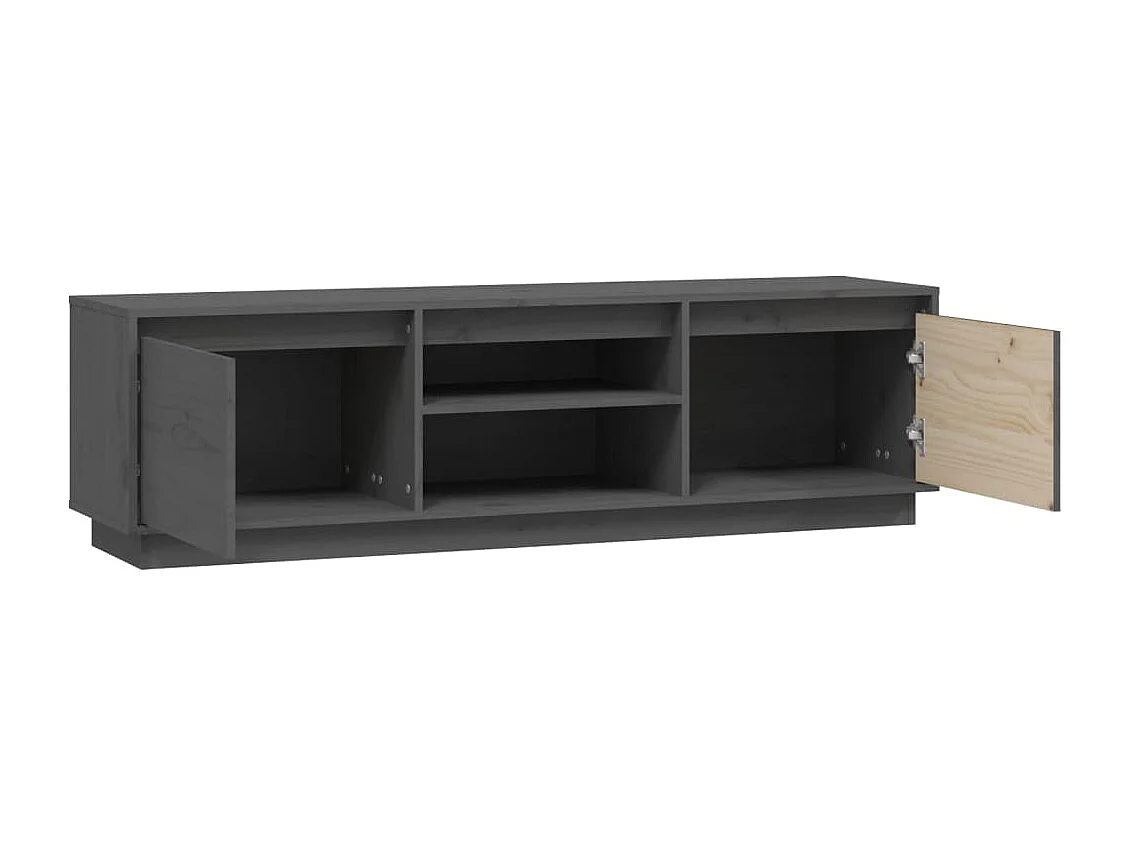 Njorir  Meuble TV Gris 140x35x40 cm Bois de pin massif