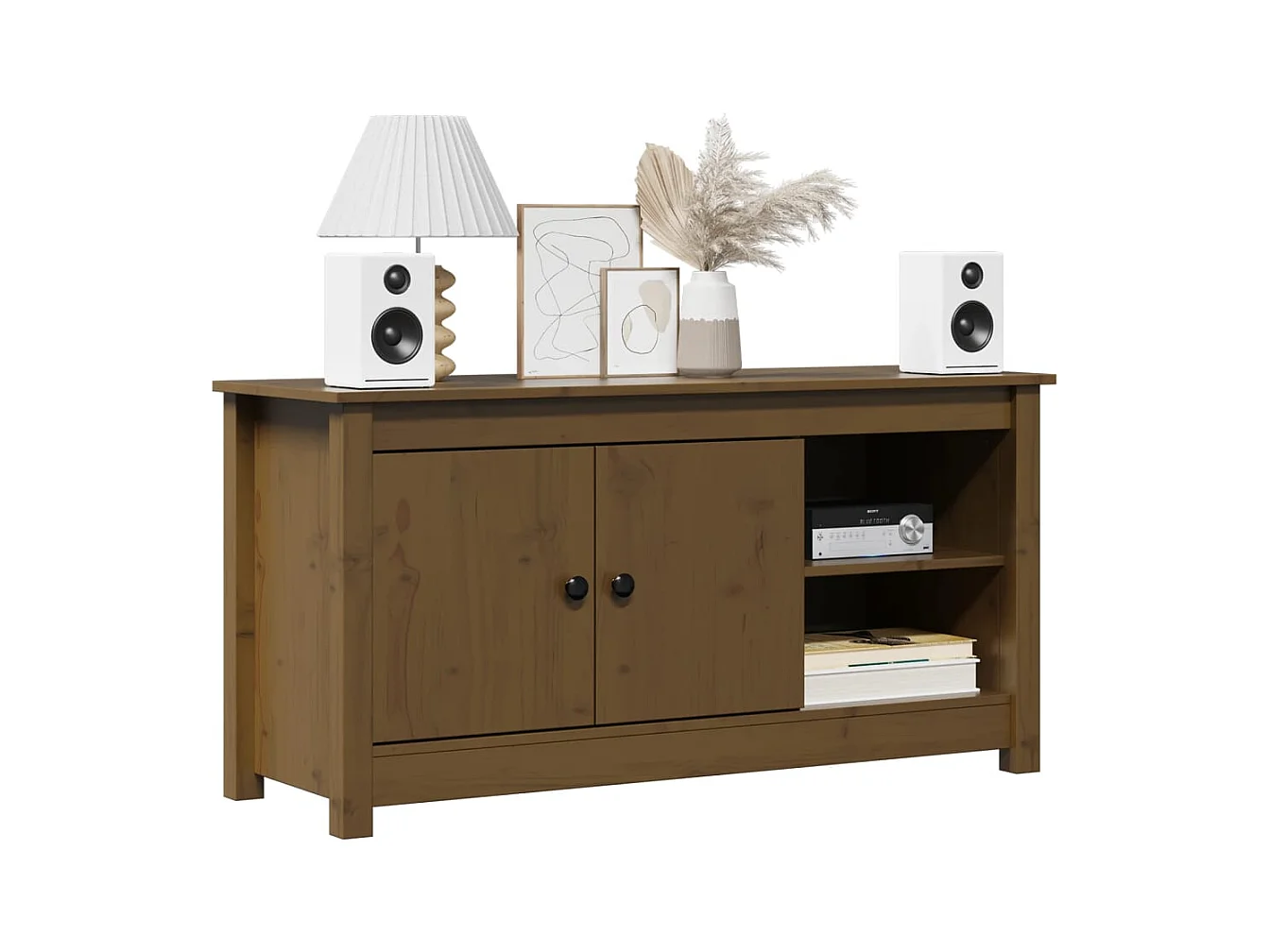 Clinton Corners  Meuble TV Marron miel 103x36,5x52 cm Bois de pin massif