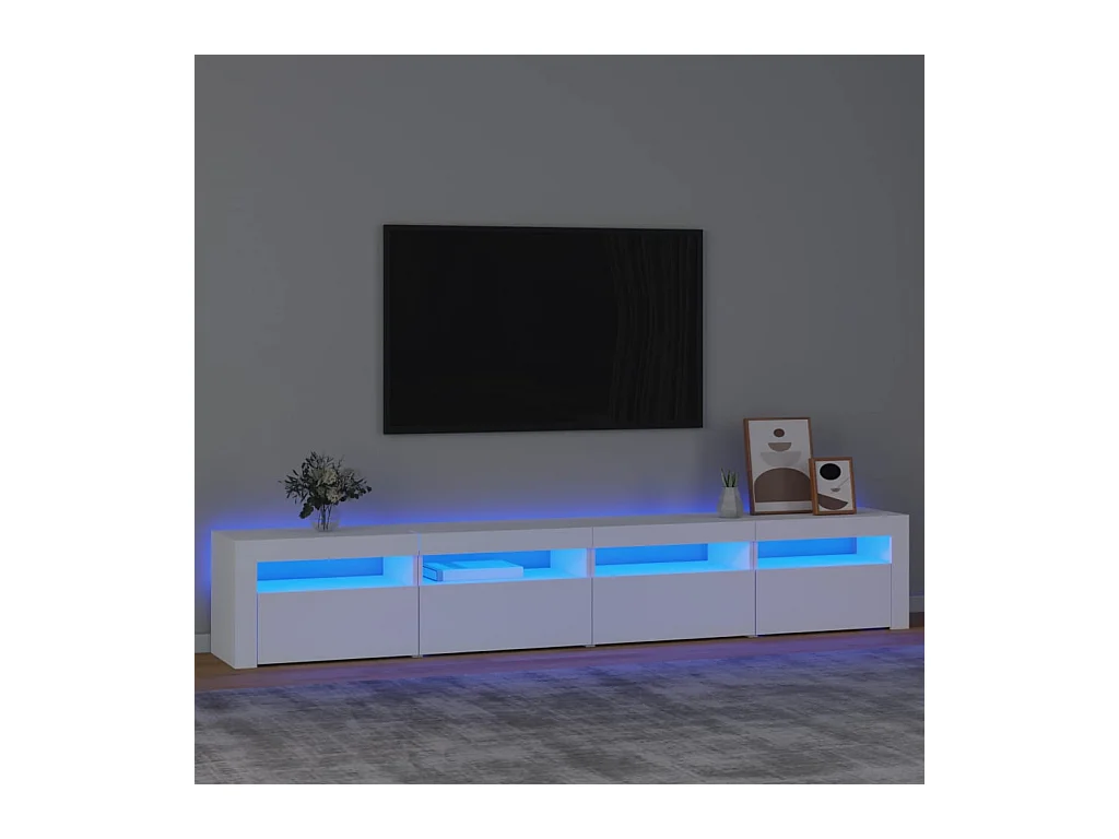Cincinnatus  Meuble TV avec lumières LED Blanc 240x35x40 cm