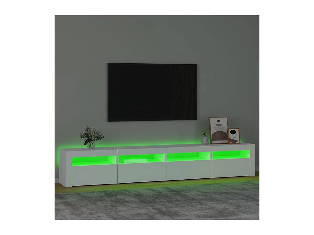 Cincinnatus  Meuble TV avec lumières LED Blanc 240x35x40 cm