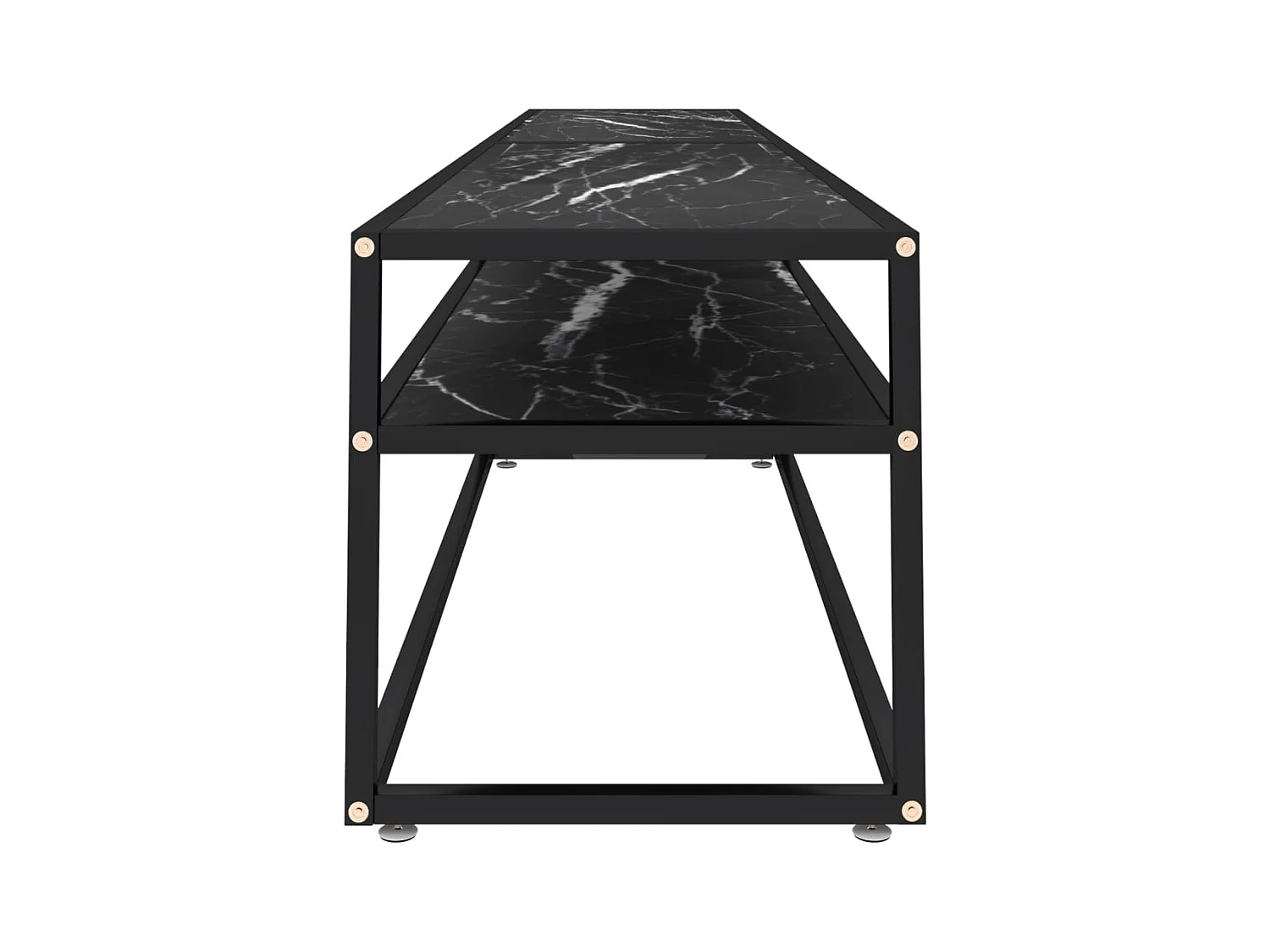 Ballypatrick  Meuble TV Marbre noir 220x40x40,5 cm Verre trempé