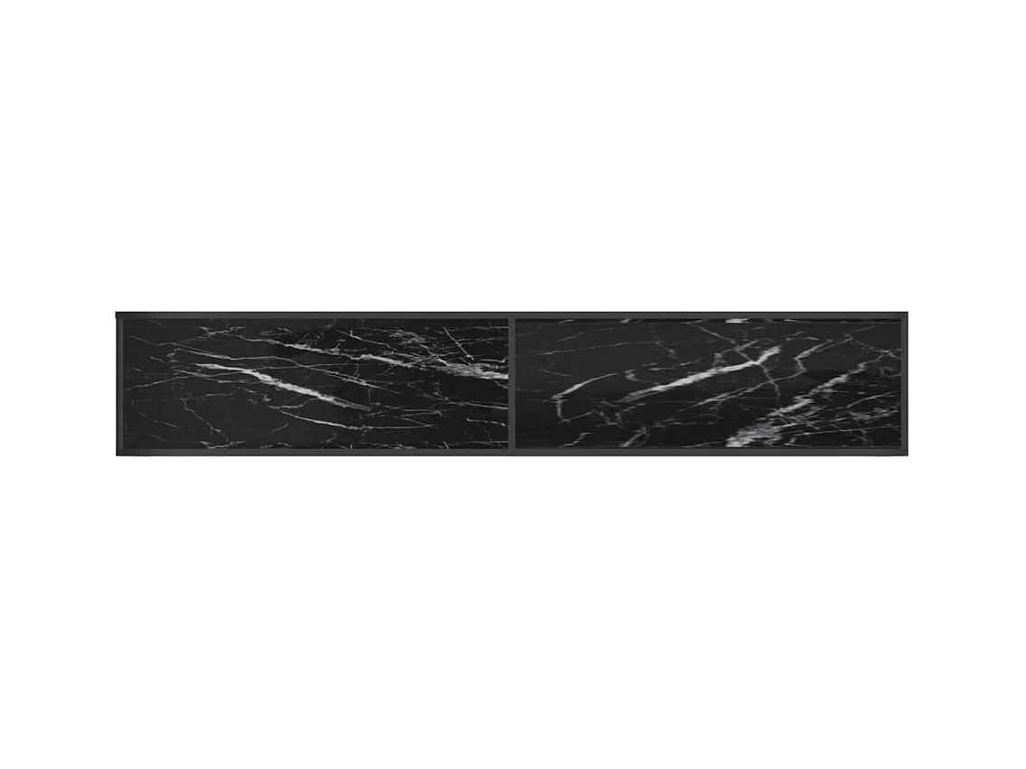 Ballypatrick  Meuble TV Marbre noir 220x40x40,5 cm Verre trempé