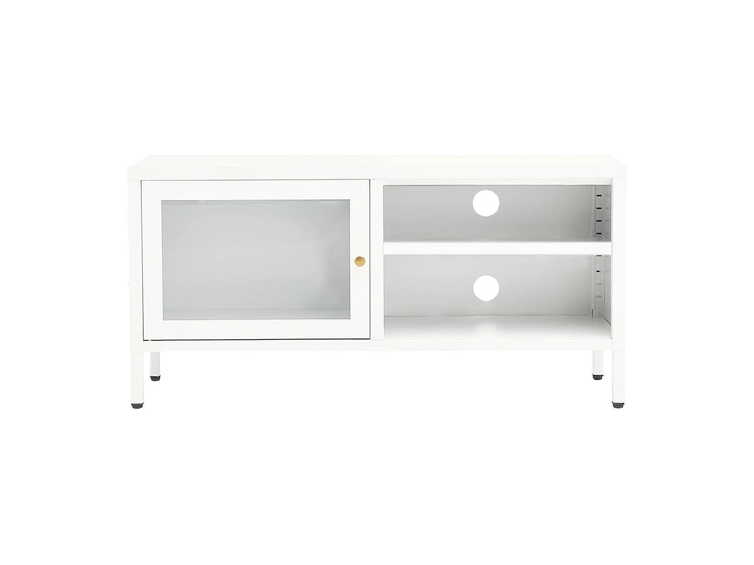 Zaanstad  Meuble TV Blanc 90x30x44 cm Acier et verre