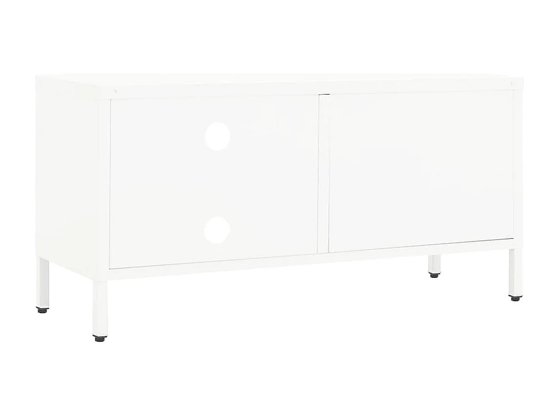Zaanstad  Meuble TV Blanc 90x30x44 cm Acier et verre