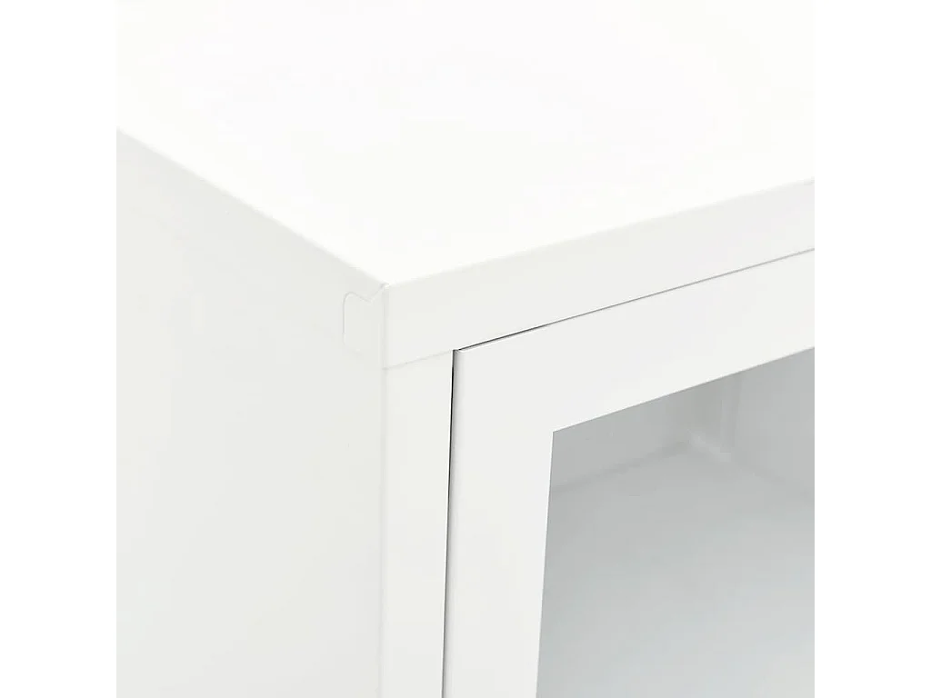 Zaanstad  Meuble TV Blanc 90x30x44 cm Acier et verre