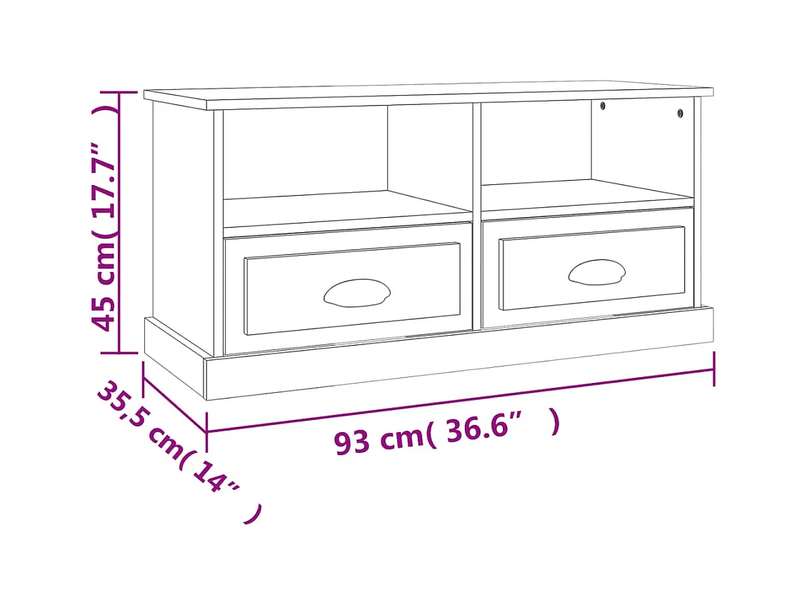 Vrelmi  Tv-meubel 93x35,5x45 cm bewerkt hout zwart