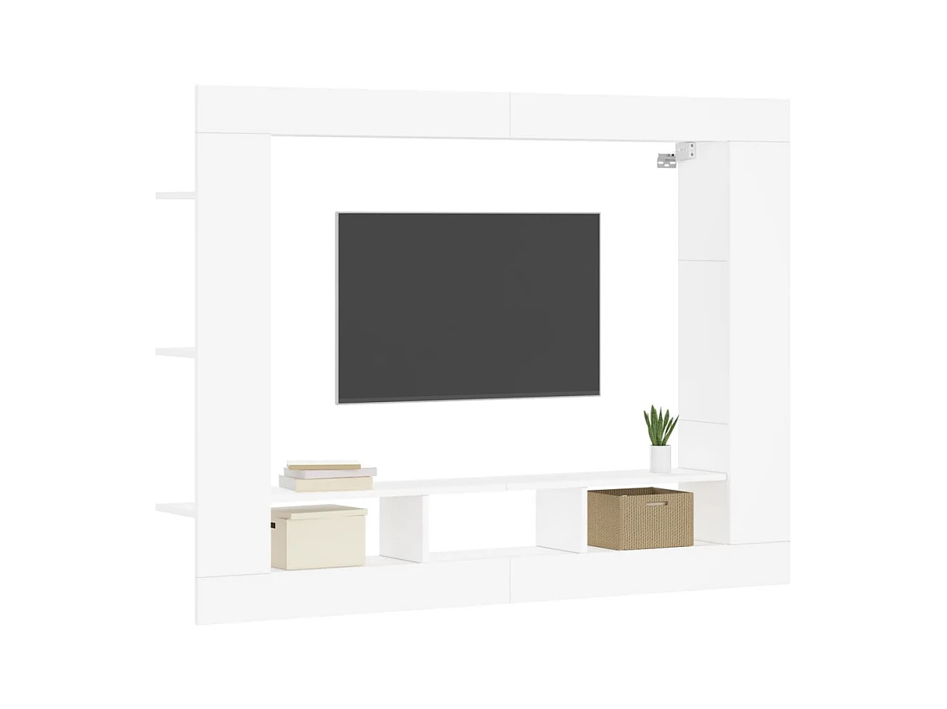 Mykdal  Meuble TV blanc 152x22x113 cm bois d'ingénierie
