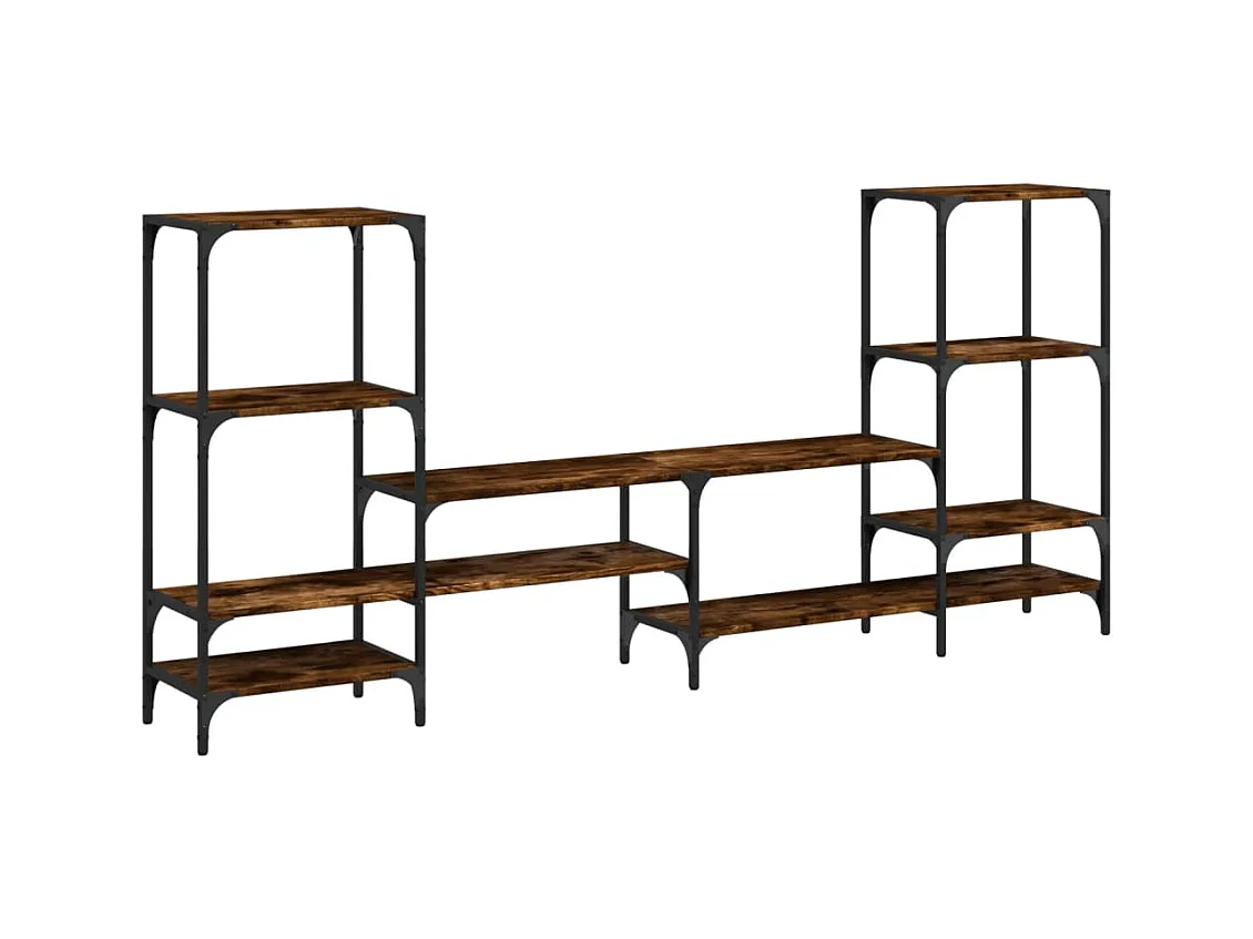 Cilyra  Meuble TV chêne fumé 206,5x28,5x95 cm bois d'ingénierie