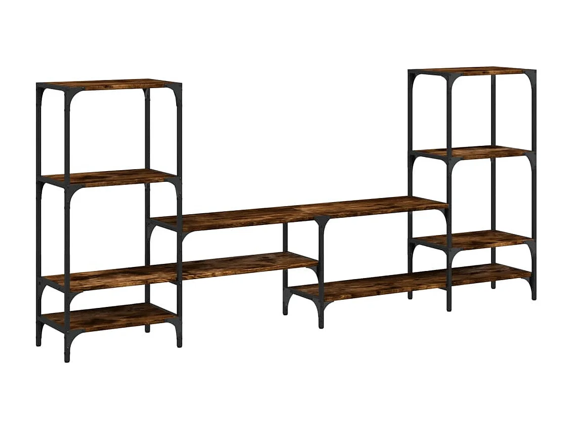 Cilyra  Mueble de TV madera ingeniería roble ahumado 206,5x28,5x95 cm