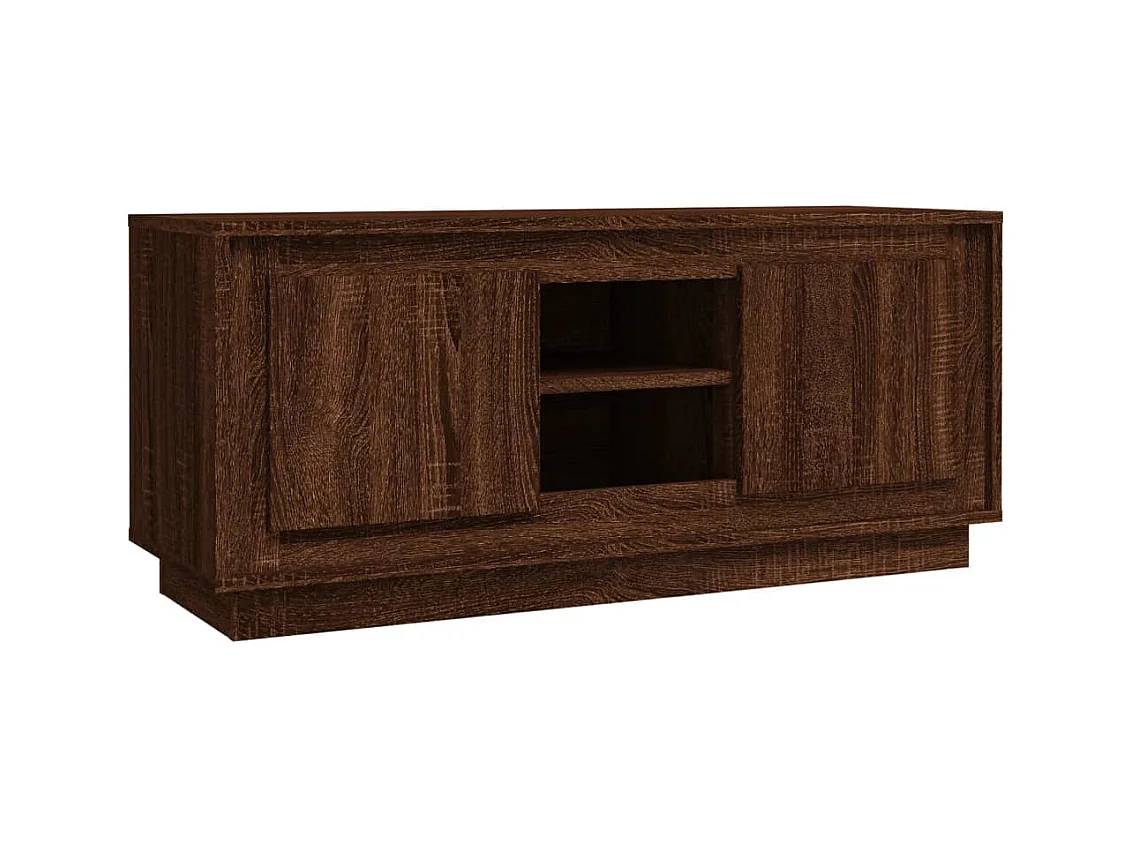 Kedron  Meuble TV chêne marron 102x35x45 cm bois d'ingénierie