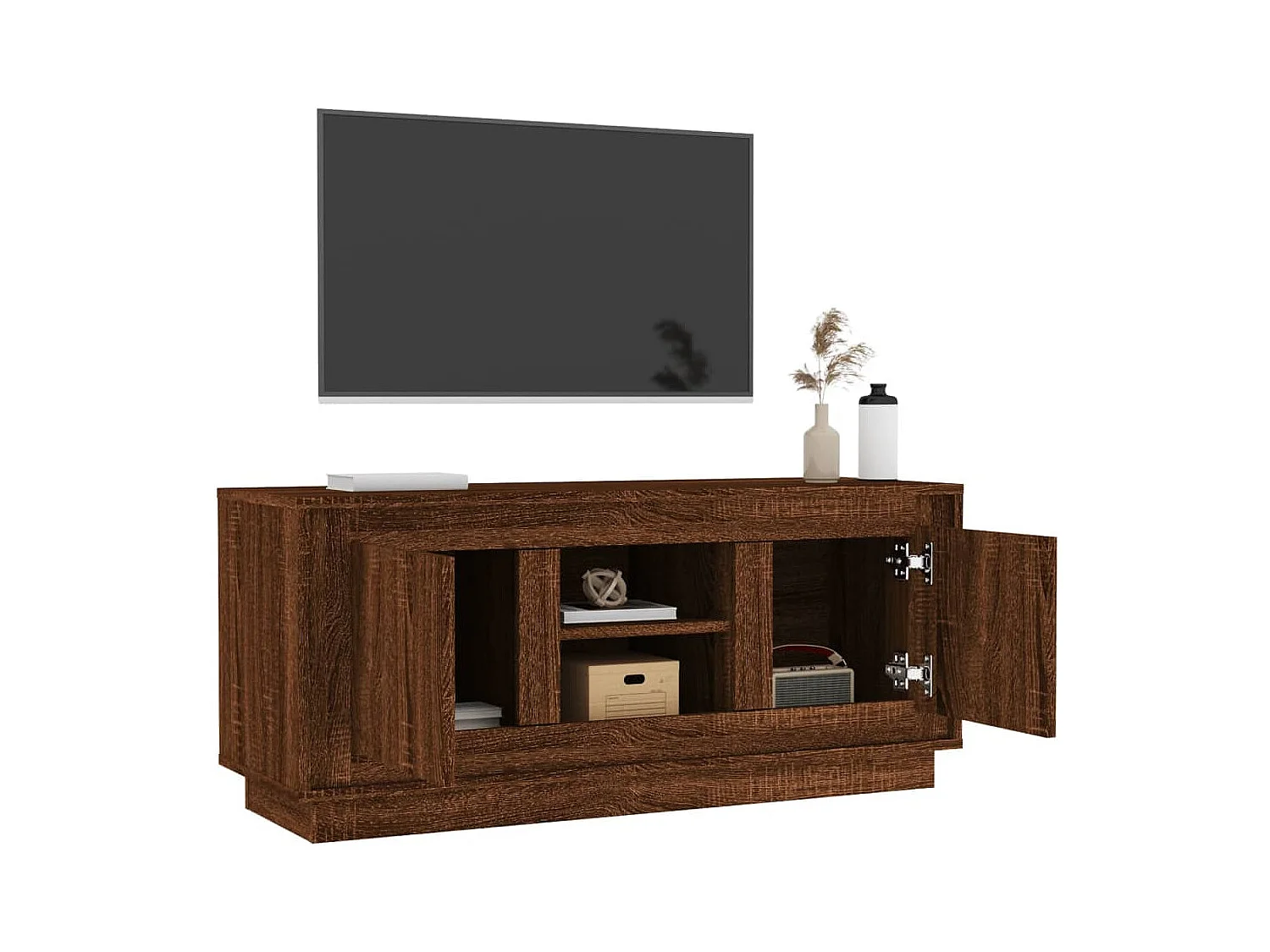 Kedron  Meuble TV chêne marron 102x35x45 cm bois d'ingénierie