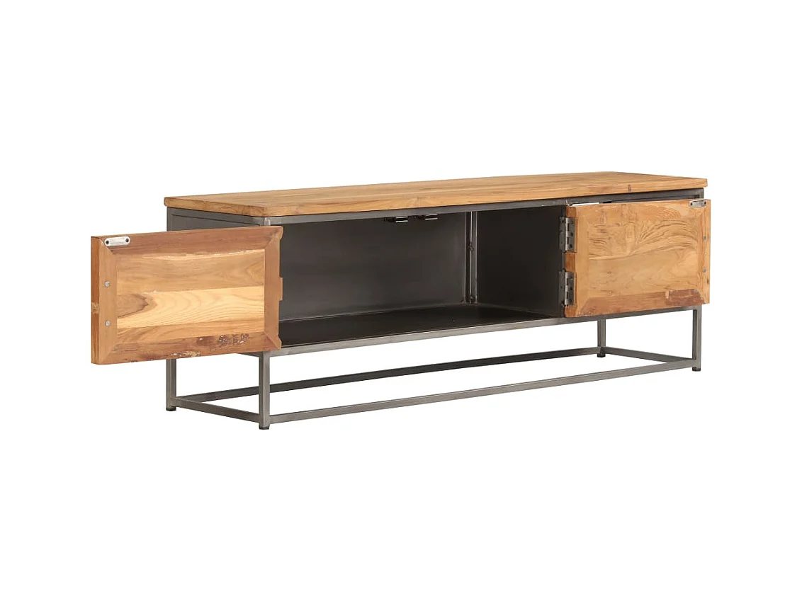 Garden Furniture -  Meuble TV Teck recyclé et acier 120x30x40 cm