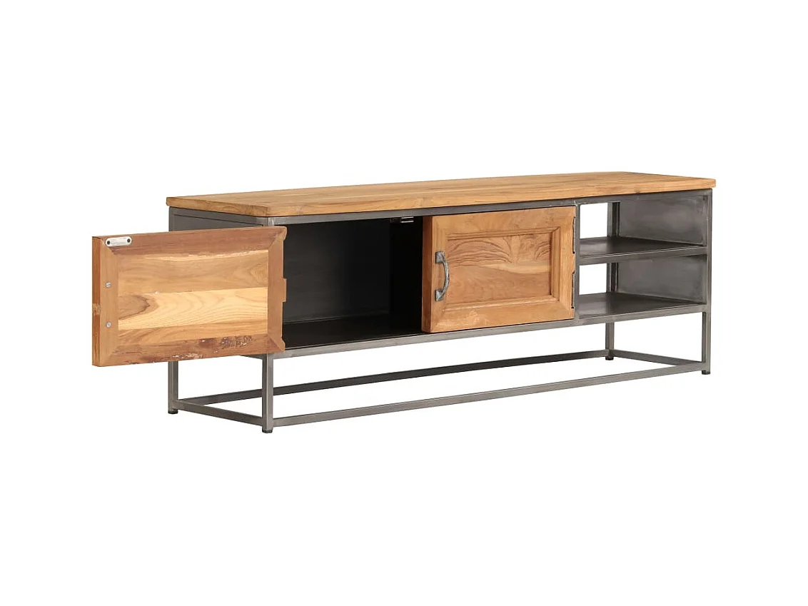 Garden Furniture -  Meuble TV Teck recyclé et acier 120x30x40 cm