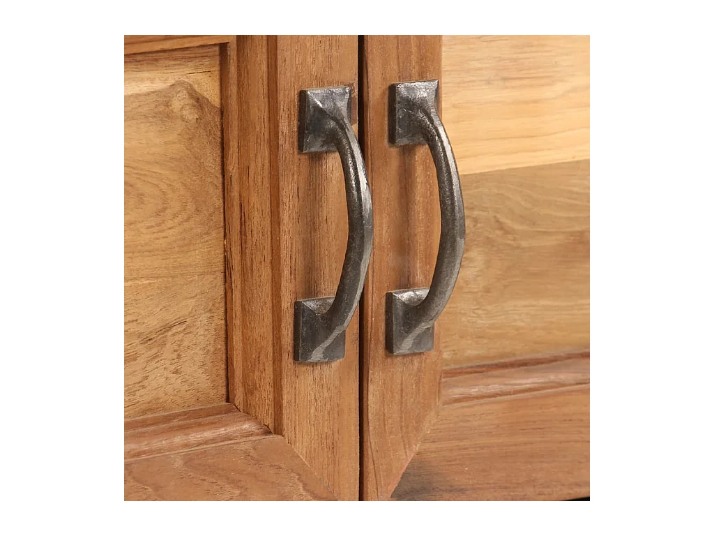 Garden Furniture -  Meuble TV Teck recyclé et acier 120x30x40 cm