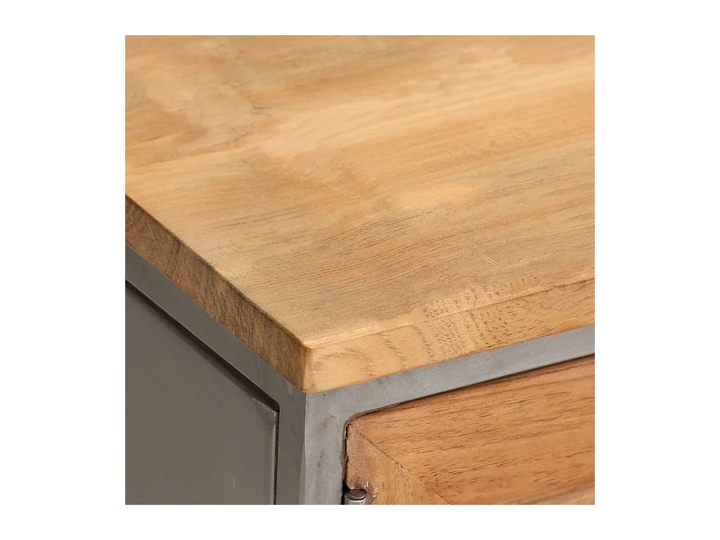 Garden Furniture -  Meuble TV Teck recyclé et acier 120x30x40 cm