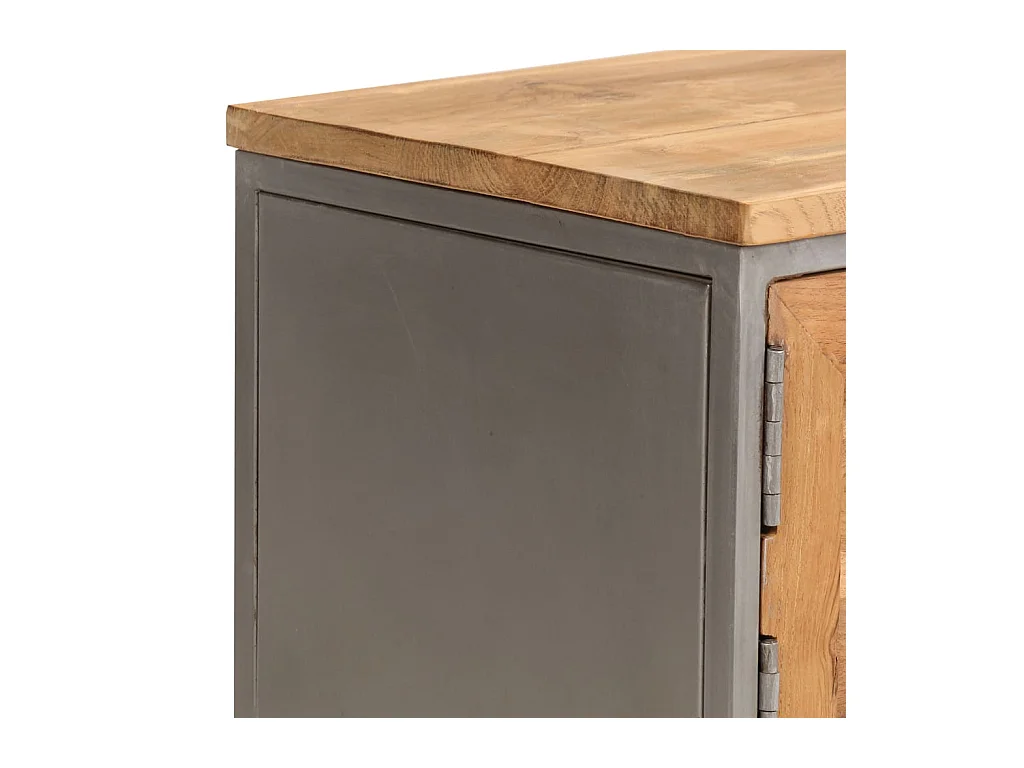 Garden Furniture -  Meuble TV Teck recyclé et acier 120x30x40 cm