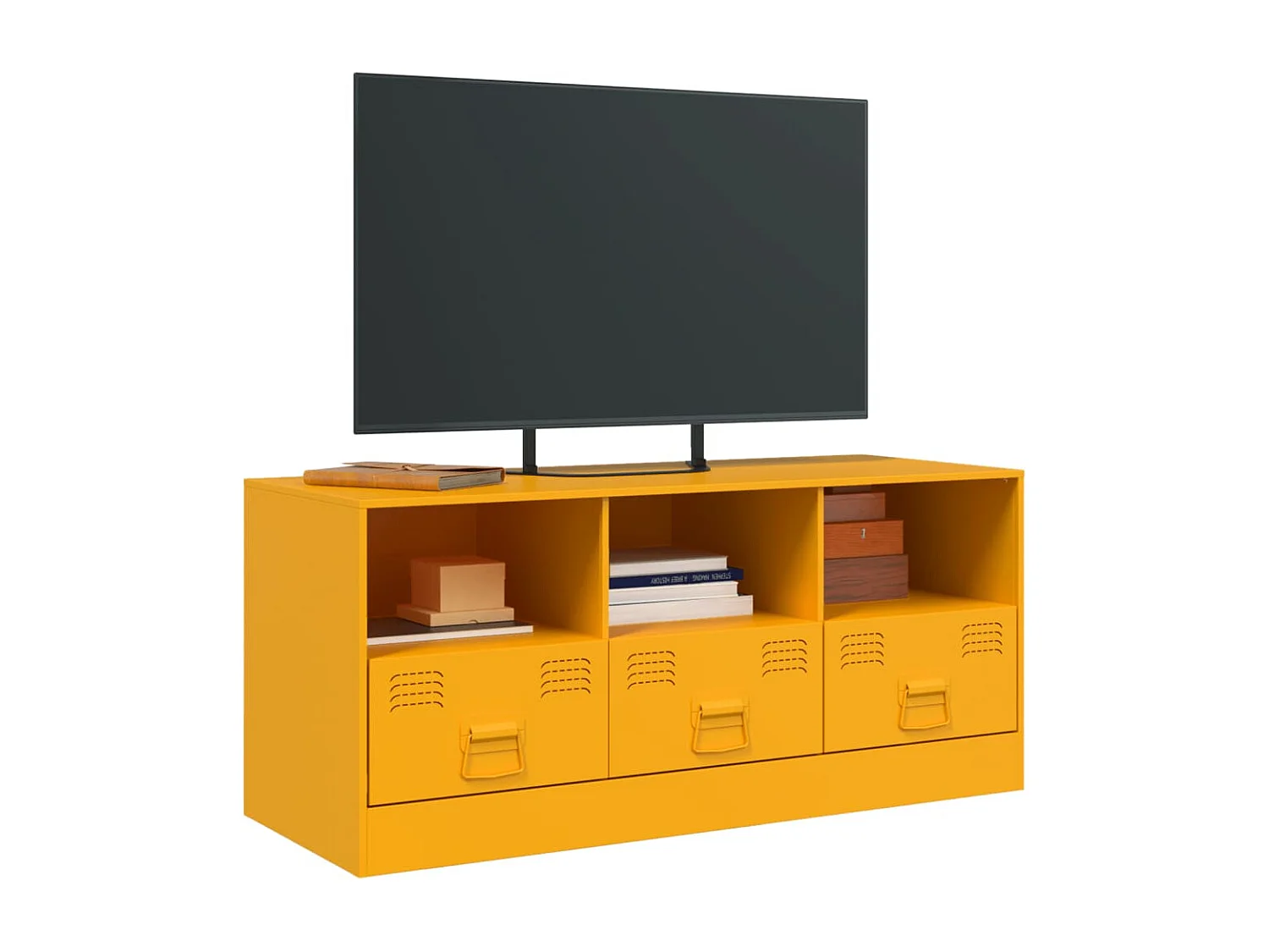 Dafina  Meuble TV jaune moutarde 99x39x44 cm acier
