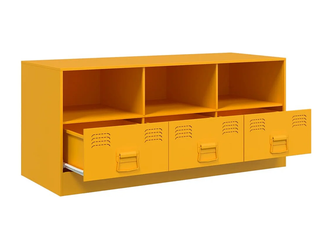 Dafina  Meuble TV jaune moutarde 99x39x44 cm acier