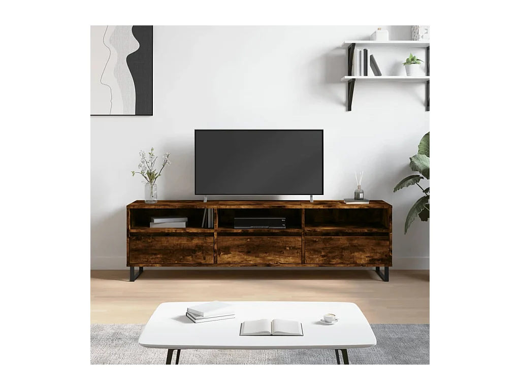 Hørning  Tv-meubel 150x30x44,5 cm bewerkt hout gerookt eikenkleurig