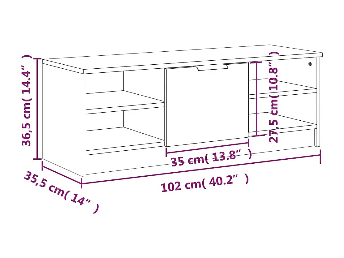Hilrik  Tv-meubel 102x35,5x36,5 cm bewerkt hout betongrijs