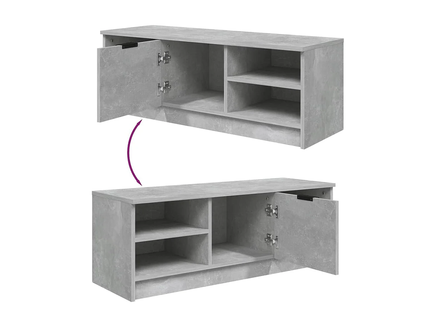 Hilrik  Mueble de TV madera contrachapada gris hormigón 102x35,5x36,5cm