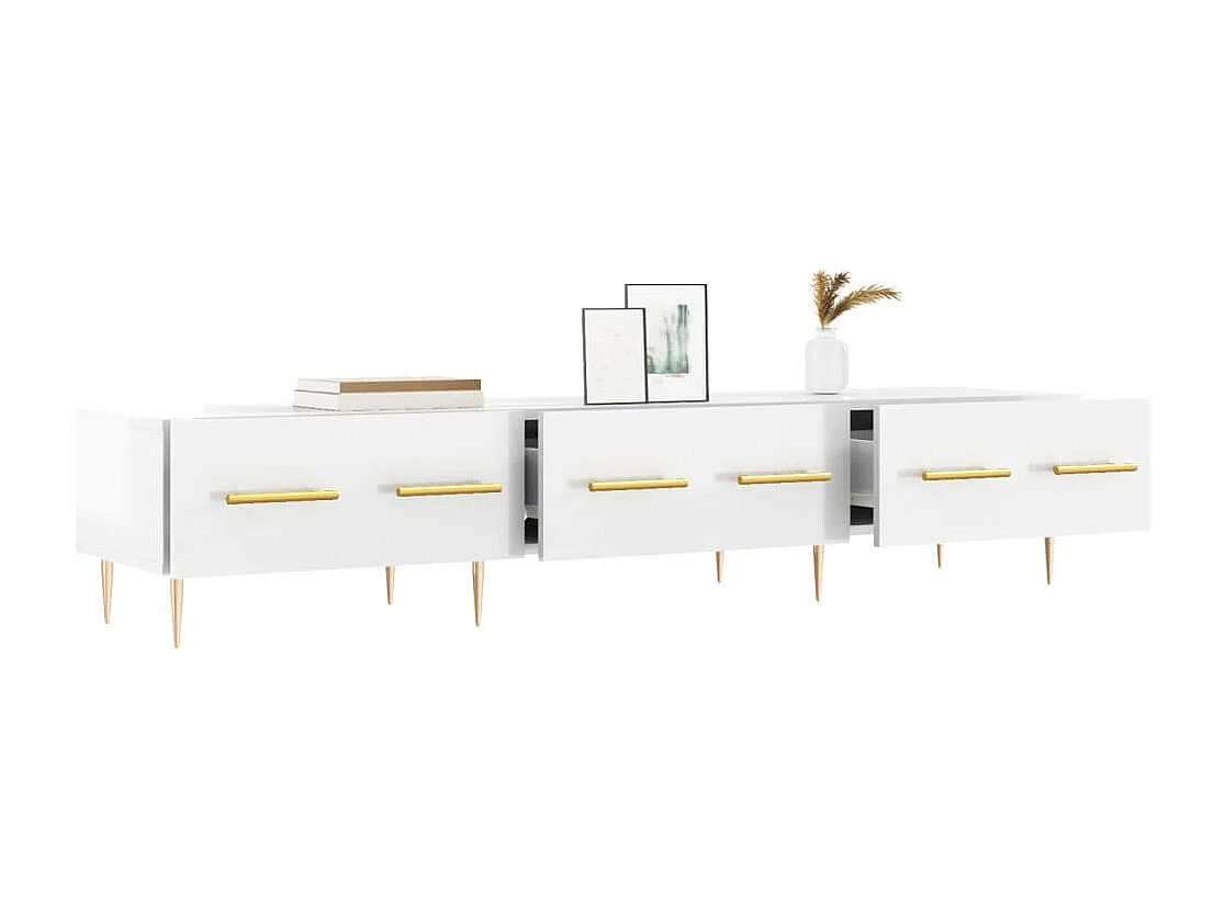 Sidney  Meuble TV blanc brillant 150x36x30 cm bois d'ingénierie