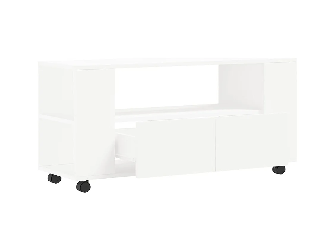 Elli  Meuble TV blanc 102x34,5x43 cm bois d'ingénierie