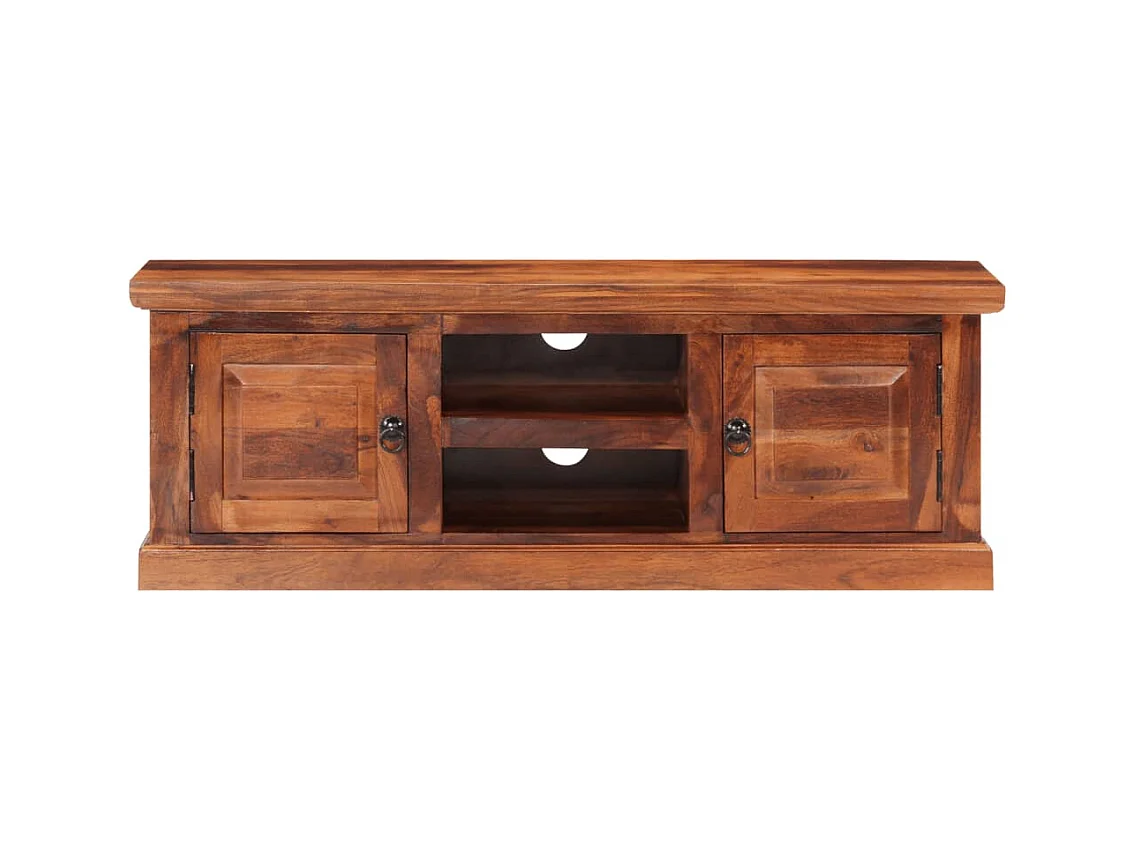 Lucien-Dominique-Paul  Mueble de TV con puertas madera maciza de acacia 112x30x40 cm