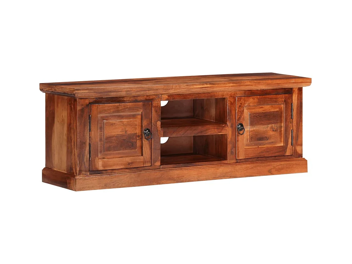 Lucien-Dominique-Paul  Mueble de TV con puertas madera maciza de acacia 112x30x40 cm