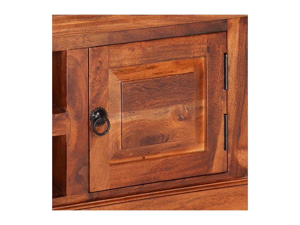 Lucien-Dominique-Paul  Mueble de TV con puertas madera maciza de acacia 112x30x40 cm