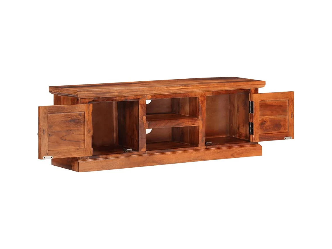 Lucien-Dominique-Paul  Mueble de TV con puertas madera maciza de acacia 112x30x40 cm
