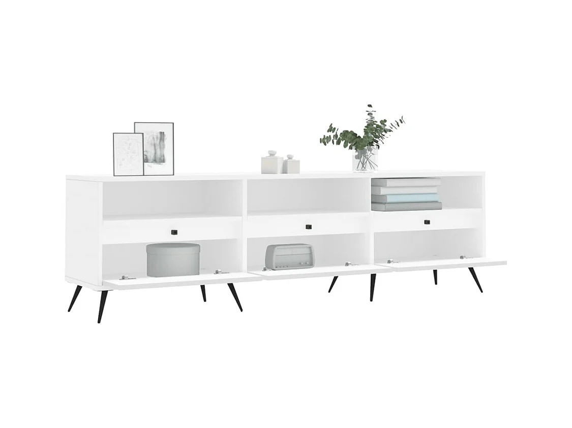 Joël  Meuble TV blanc 150x30x44,5 cm bois d'ingénierie