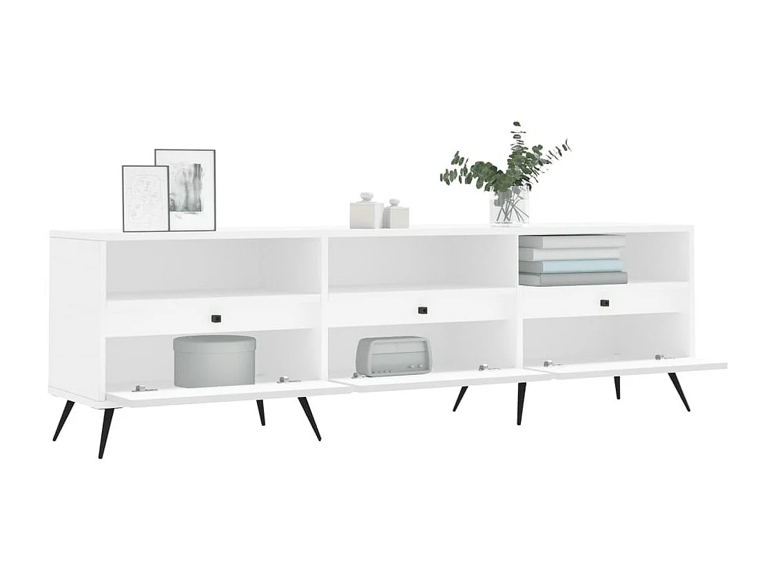 Joël  Mueble de TV madera contrachapada blanco 150x30x44,5 cm