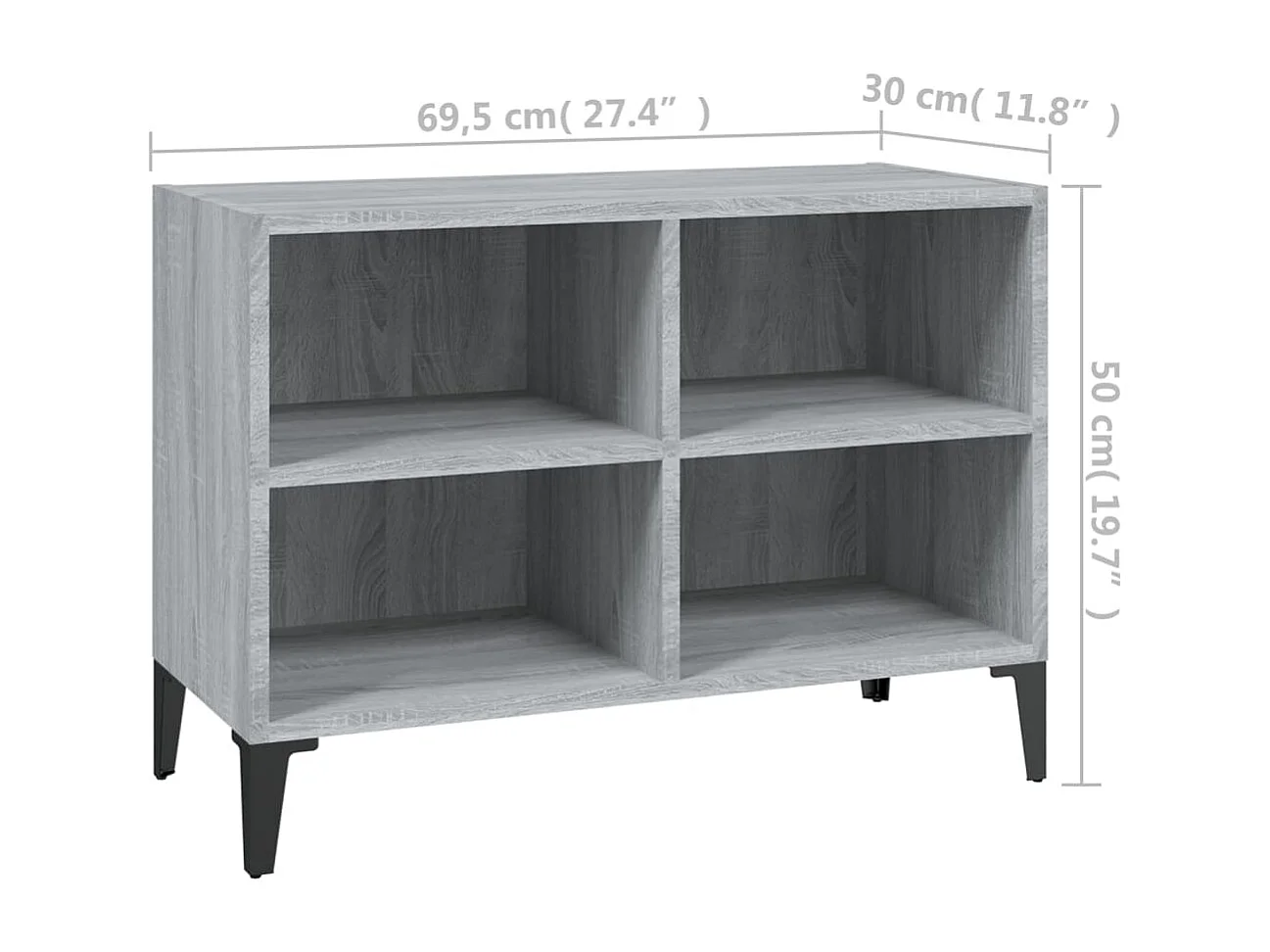 Eadestown  Meuble TV avec pieds en métal Sonoma gris 69,5x30x50 cm