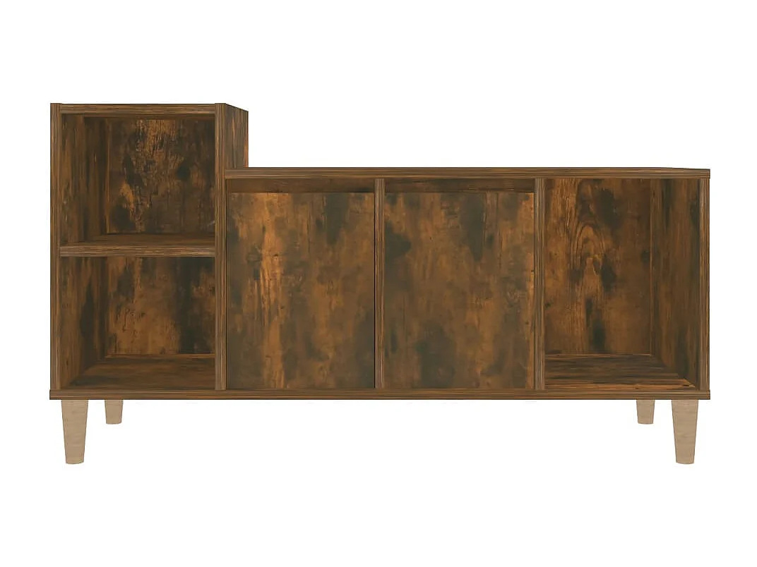 Ibtihal  Meuble TV Chêne fumé 100x35x55 cm Bois d'ingénierie