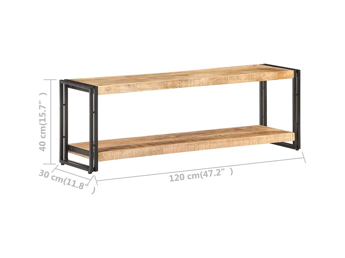 Clearfield  Meuble TV 120x30x40 cm Bois de manguier brut