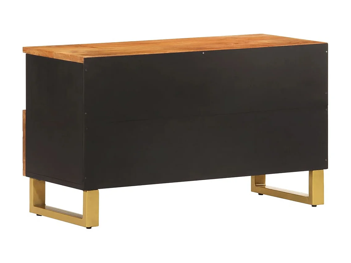 Garden Furniture -  Meuble TV marron et noir 80x33,5x46 cm bois massif de manguier