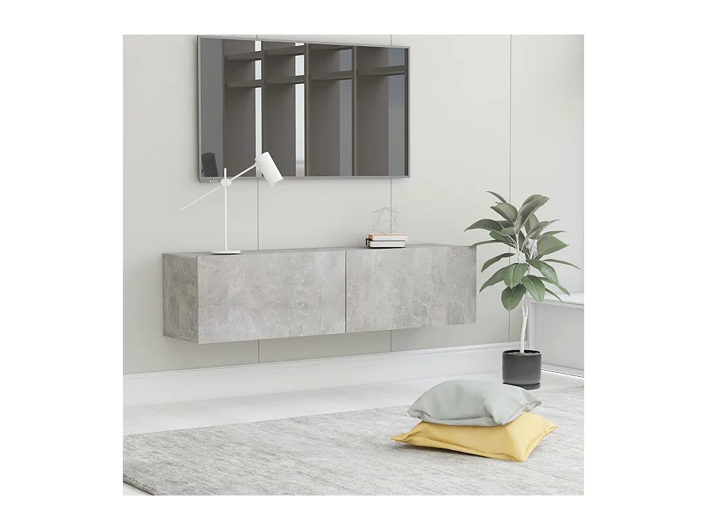 Mitchel  Meuble TV Gris béton 120x30x30 cm Bois d’ingénierie