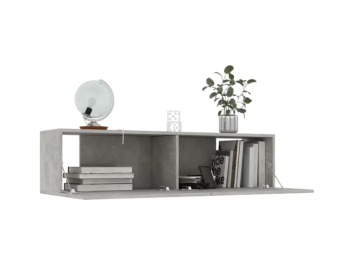 Mitchel  Meuble TV Gris béton 120x30x30 cm Bois d’ingénierie